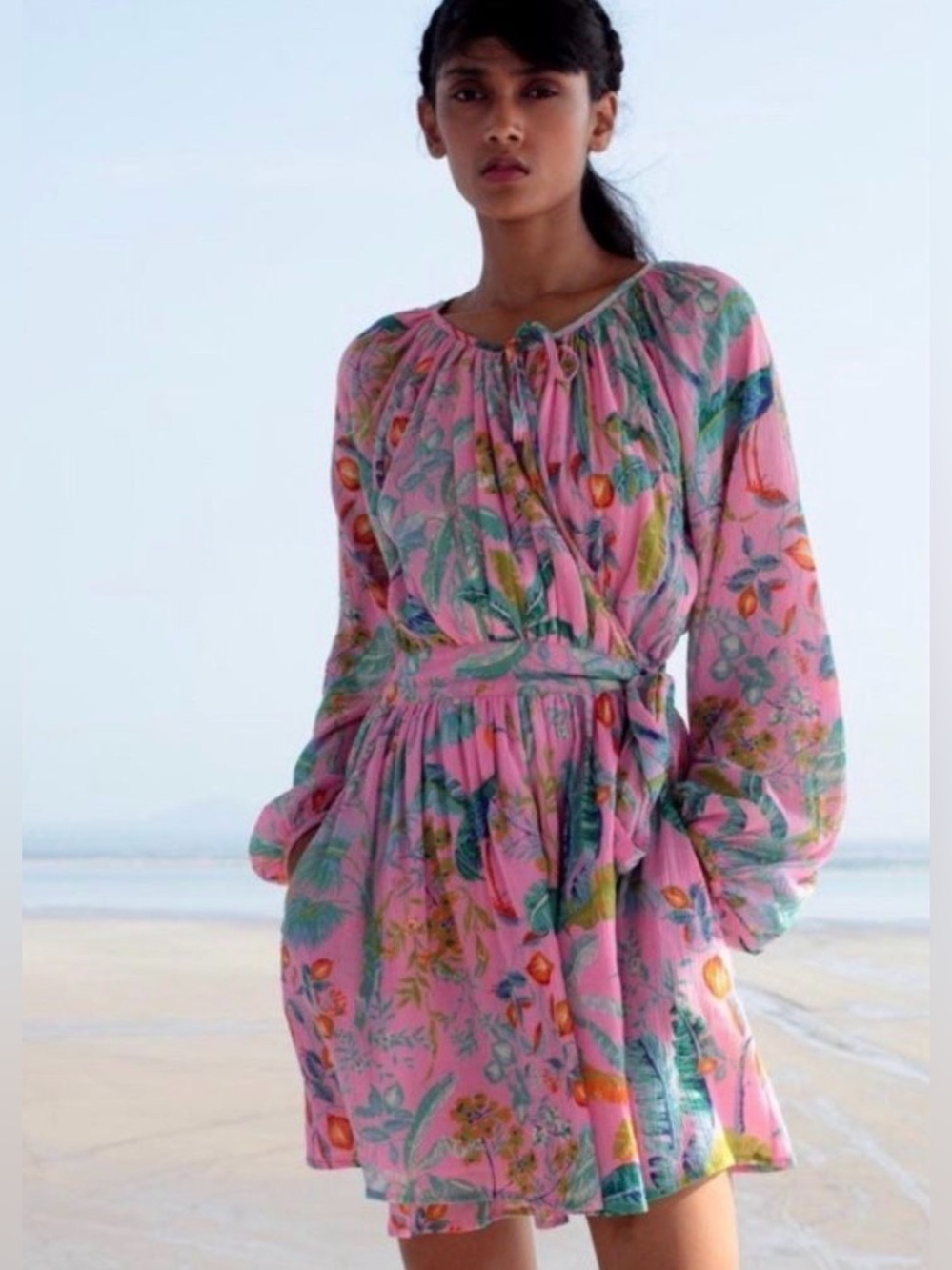 Banjanan Bazaar Mini Wrap Dress Lisbon Garden Pink Desert Rose